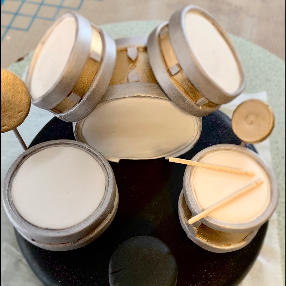 Edible HANDMADE DRUMSET CAKE TOPPER